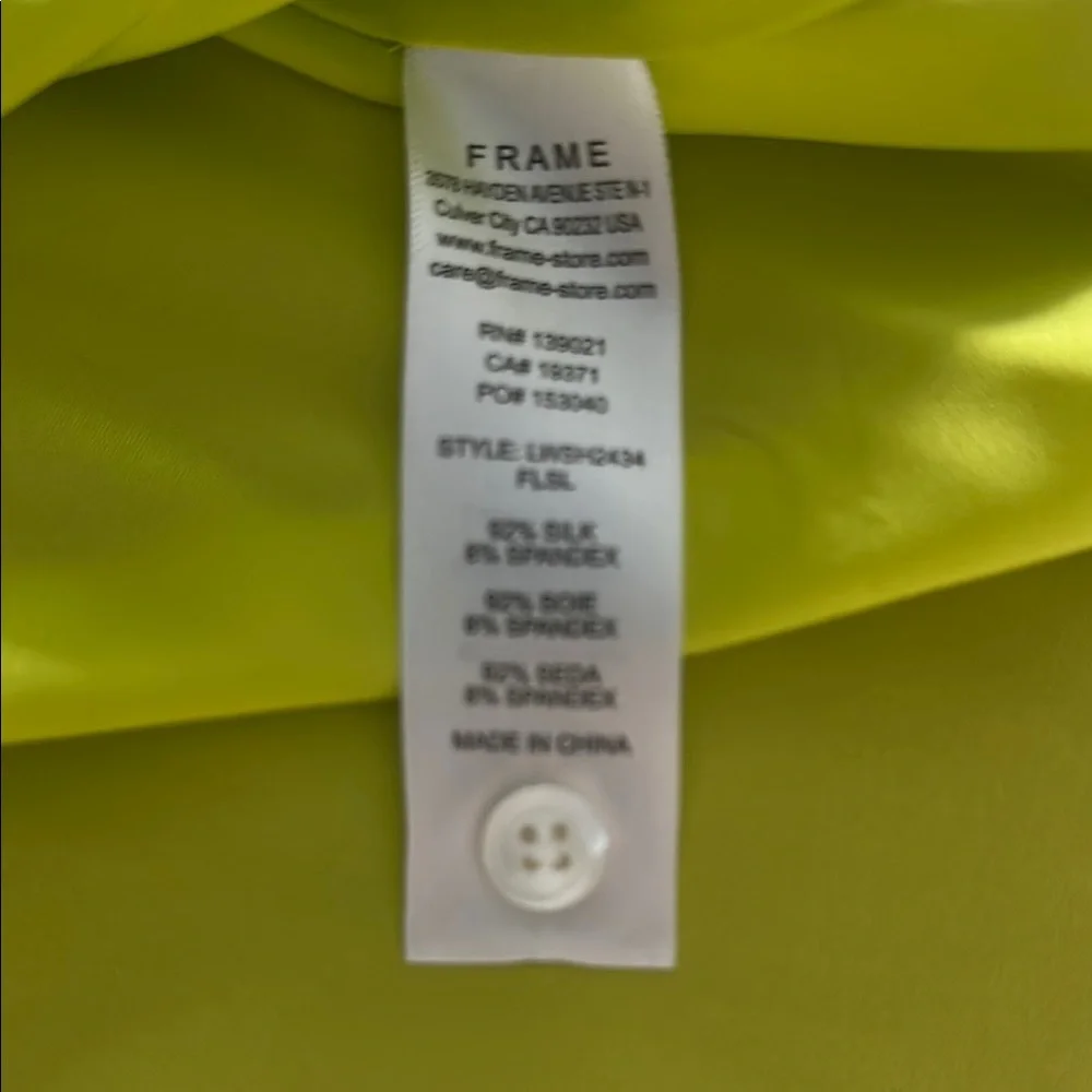 Frame Denim Yellow Green Fitted Polo Button Down - Picture 4 of 6